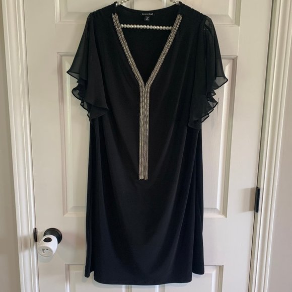 Roz & Ali Dresses & Skirts - NEW Roz & Ali Ladies Black Embellished V-Neck Dress Plus Size 1X